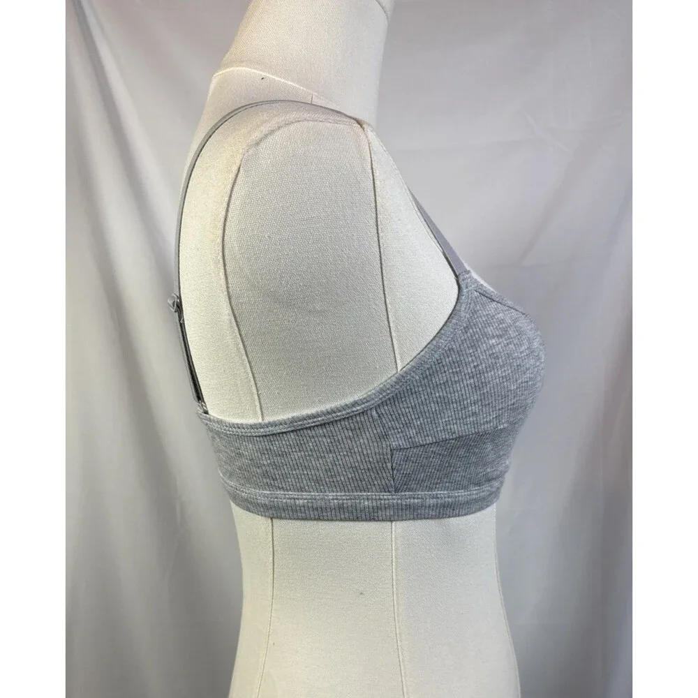 Auden Women's Size XS Cotton Blend Scoop Ribbed Bralette Bra Light Heather Gray